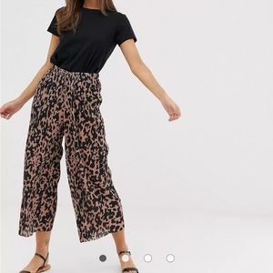 ASOS DESIGN plisse culotte trousers in animal print